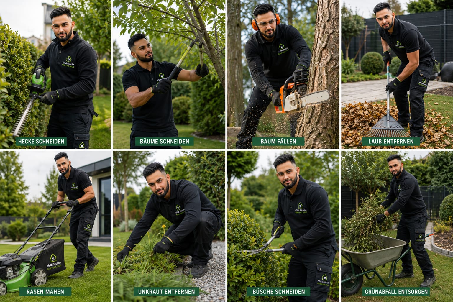 Gartenpflege-Arbeiten von Hausservice Kalaba mit Heckenschnitt, Baumpflege und Rasenpflege